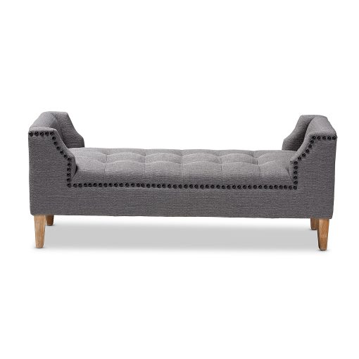 Baxton Studio 9381 Bench, 21-5/16"H x 51-5/8"W x 16-15/16"D, Oak Brown/Gray - Image 2