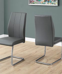 Monarch Specialties Sebastian Dining Chairs, Gray/Chrome, Set Of 2 Chairs 2