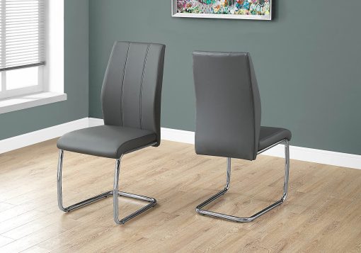 Monarch Specialties Sebastian Dining Chairs, Gray/Chrome, Set Of 2 Chairs - Image 2