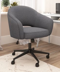 Bush Furniture Fairfax Ergonomic Fabric Mid Century Mid Back Modern Desk Chair for Home Office, Dark Charcoal Fabric, Standard Delivery