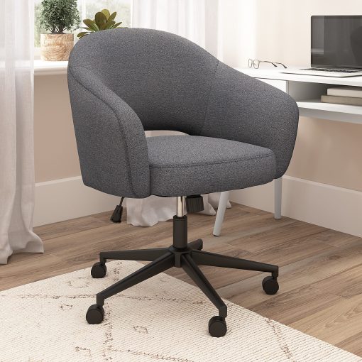 Bush Furniture Fairfax Ergonomic Fabric Mid Century Mid Back Modern Desk Chair for Home Office, Dark Charcoal Fabric, Standard Delivery