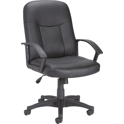Lorell® Manager Ergonomic Bonded Leather Mid-Back Chair, Black - Image 2