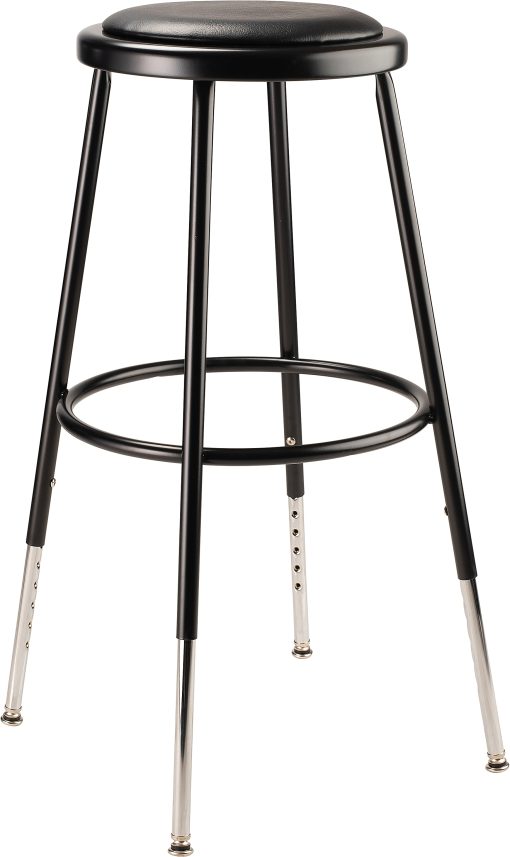 National Public Seating 6400 Adjustable Vinyl Task Stool, Black Seat/Black Frame