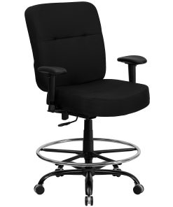 Flash Furniture HERCULES Series Big & Tall 400 lb. Rated Ergonomic Drafting Chair with Rectangular Back and Adjustable Arms Black 2