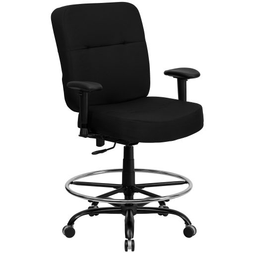 Flash Furniture HERCULES Series Big & Tall 400 lb. Rated Ergonomic Drafting Chair with Rectangular Back and Adjustable Arms Black - Image 2