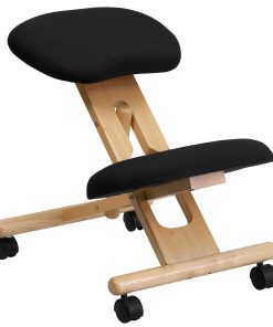 Flash Furniture Wood Mobile Ergonomic Kneeling Chair, Black/Brown 2