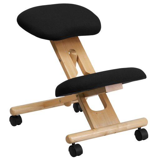 Flash Furniture Wood Mobile Ergonomic Kneeling Chair, Black/Brown - Image 2