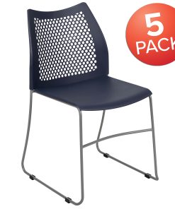 Flash Furniture HERCULES Series Stack Chairs, Blue, Set Of 5 Chairs 2