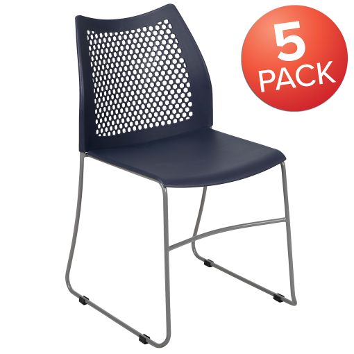 Flash Furniture HERCULES Series Stack Chairs, Blue, Set Of 5 Chairs - Image 2