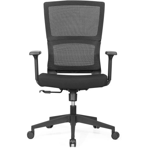 Lorell Mid-back Mesh Chair - Black Seat Color - Fabric Seat Material - Black Back Color - Mesh Back Material - 81988 - Image 2