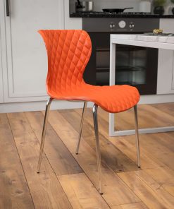 Flash Furniture Lowell Contemporary Design Plastic Stack Chair, Orange 2