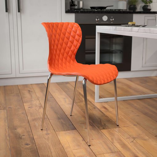 Flash Furniture Lowell Contemporary Design Plastic Stack Chair, Orange - Image 2