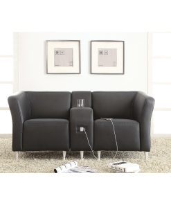 Lorell® Fuze Modular Bonded Leather Left-Arm Lounge Chair, Black 2