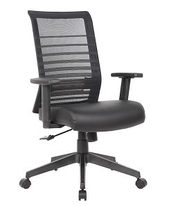 Boss Office Products Horizontal Ergonomic Mesh Mid-Back Office Task Chair With Antimicrobial Seat, Black