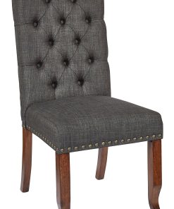 Ave Six Jessica Tufted Dining Chair, Charcoal/Espresso