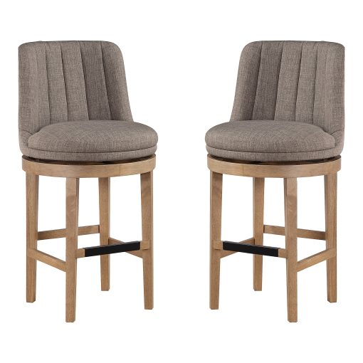 Office Star Rowan Counter Height Spindle Stools, Cement/Medium Oak, Set Of 2 Stools