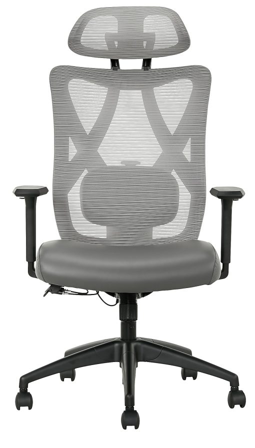 Serta® SitTrue™ Ridgefield Ergonomic Mesh/Vegan Leather High-Back Task Office Chair, Gray/Black - Image 2