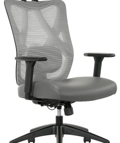 Serta® SitTrue™ Ridgefield Ergonomic Mesh/Vegan Leather High-Back Task Office Chair, Gray/Black