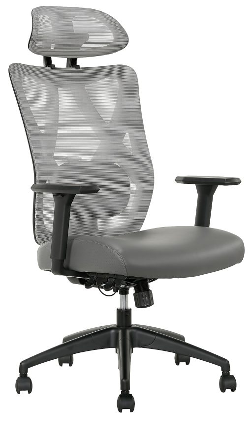 Serta® SitTrue™ Ridgefield Ergonomic Mesh/Vegan Leather High-Back Task Office Chair, Gray/Black