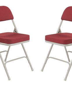 National Public Seating 3200 Series Folding Chairs, New Burgundy/Gray, Set Of 2 Chairs
