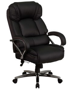 Flash Furniture Hercules Big & Tall Ergonomic LeatherSoft™ Faux Leather Office Chair With Chrome Base And Arms, Black/Gray