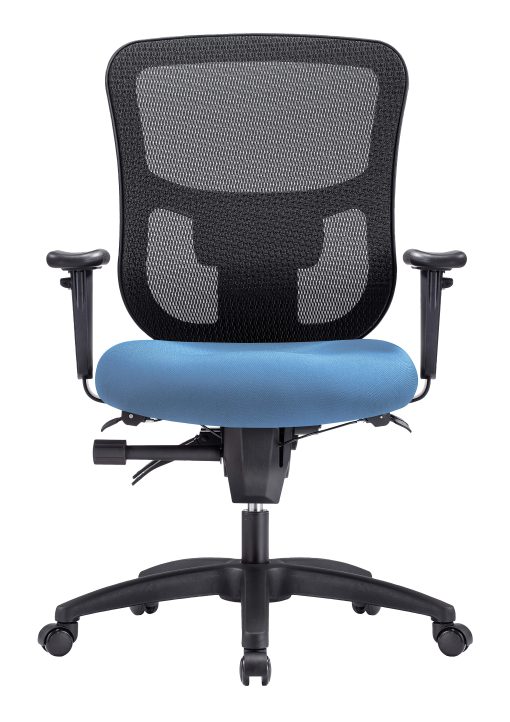WorkPro® 9500XL Series Big & Tall Ergonomic Mesh/Premium Fabric Mid-Back Chair, Black/Sky Blue, BIFMA Compliant - Image 2