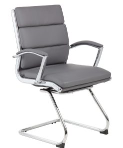 Boss Office Products Ergonomic Guest Chair, Gray/Chrome/Gray