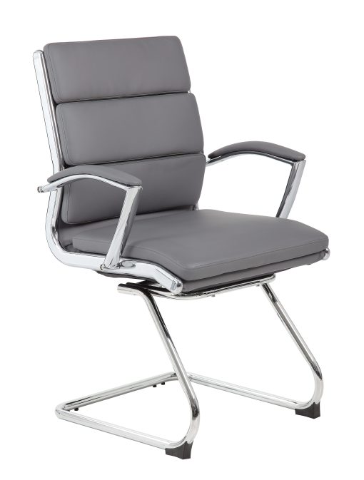 Boss Office Products Ergonomic Guest Chair, Gray/Chrome/Gray
