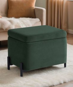 Lifestyle Solutions Kansas Small Storage Ottoman, 24″W x 16″D x 18″H, Green 2