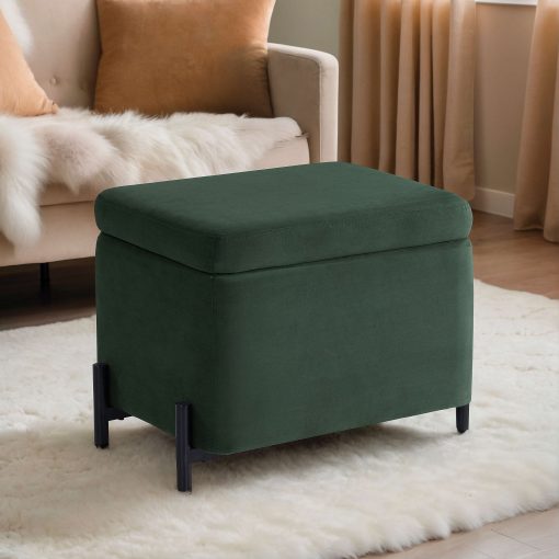 Lifestyle Solutions Kansas Small Storage Ottoman, 24"W x 16"D x 18"H, Green - Image 2