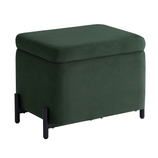Lifestyle Solutions Kansas Small Storage Ottoman, 24"W x 16"D x 18"H, Green