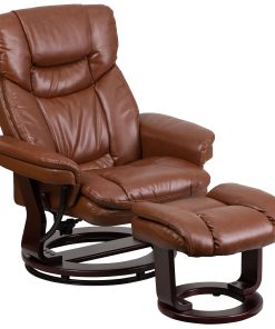Flash Furniture Contemporary Recliner With Curved Ottoman, Vintage Brown/Mahogany 2