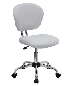 Flash Furniture Mesh Mid-Back Swivel Task Chair, White/Silver 2