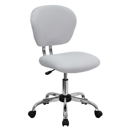 Flash Furniture Mesh Mid-Back Swivel Task Chair, White/Silver - Image 2