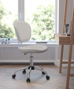 Flash Furniture Mesh Mid-Back Swivel Task Chair, White/Silver