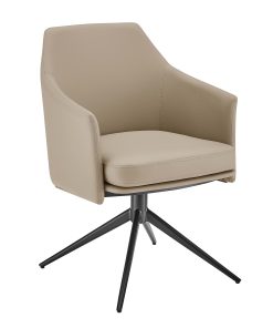 Eurostyle Signa Leatherette Swivel Accent Chair Armchair, Light Taupe/Black 2