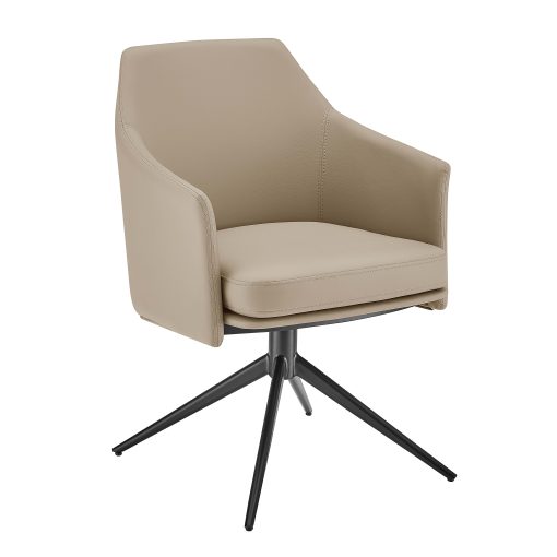 Eurostyle Signa Leatherette Swivel Accent Chair Armchair, Light Taupe/Black - Image 2