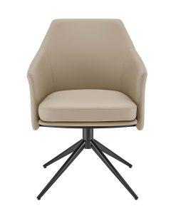 Eurostyle Signa Leatherette Swivel Accent Chair Armchair, Light Taupe/Black