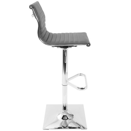 LumiSource Masters Bar Stool, Chrome/Black/Gray - Image 2