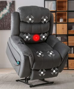 Bestier Oversized Microfiber Power Lift Recliner Accent Chair With 8-Point Vibration Heating Massage Assistance, Gray 2