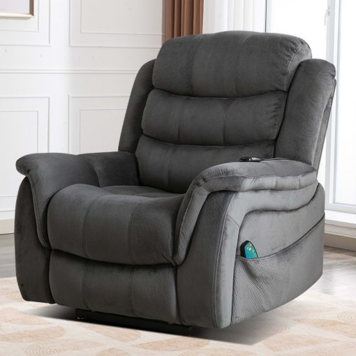 Bestier Oversized Microfiber Power Lift Recliner Accent Chair With 8-Point Vibration Heating Massage Assistance, Gray