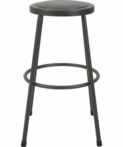 Lorell Metal Shop Stool, 30″ Vinyl Seat Material, Light Gray 2