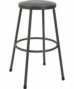 Lorell Metal Shop Stool, 30" Vinyl Seat Material, Light Gray