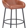 Glamour Home Bedivere Fabric Barstool With Back, Beige/Black 4