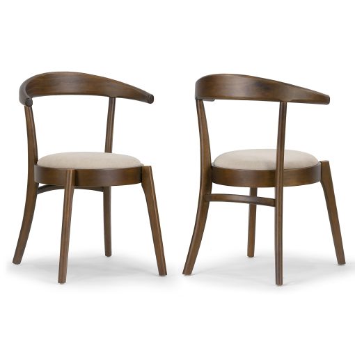 Glamour Home Audra Upholstered Fabric Dining Accent Chairs, Beige/Dark Brown, Set Of 2 Chairs - Image 2