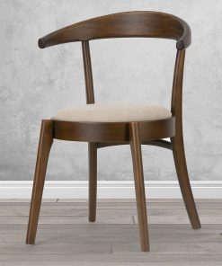 Glamour Home Audra Upholstered Fabric Dining Accent Chairs, Beige/Dark Brown, Set Of 2 Chairs