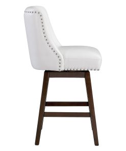Office Star Bowden Faux Leather Swivel Counter Height Stools, White/Dark Walnut, Pack Of 2 Stools 2