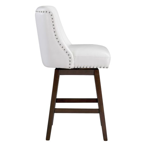 Office Star Bowden Faux Leather Swivel Counter Height Stools, White/Dark Walnut, Pack Of 2 Stools - Image 2