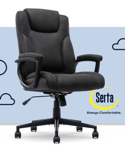 Serta® Comfort Eco Ergonomic Velvet Mid-Back Office Chair, Light Black 2