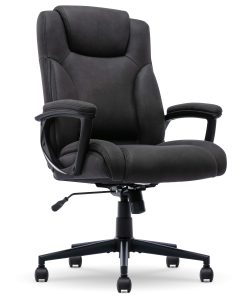 Serta® Comfort Eco Ergonomic Velvet Mid-Back Office Chair, Light Black
